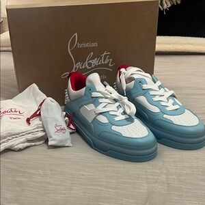 Christian Louboutin Blue and White Sneakers Size 45